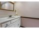 Bathroom featuring a mirror, vanity, and peach colored wall paint at 9601 Ambleside Dr, Windermere, FL 34786