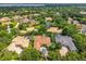 Aerial view of a home with a private pool nestled among lush landscaping in a residential neighborhood at 11015 Hawkshead Ct, Windermere, FL 34786