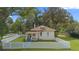 Quaint one-story home surrounded by a white picket fence and lush greenery at 244 N Leavitt Ave, Orange City, FL 32763
