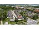 Aerial neighborhood shot featuring manicured lawns, green spaces and sidewalks at 3508 Brighton Park Cir, Belle Isle, FL 32812