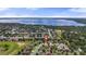 Aerial view of a neighborhood near a lake showcasing community layout and surrounding environment at 3637 Foxchase Dr, Clermont, FL 34711