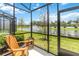 Screened lanai seating area offers serene water views at 378 Cape Honeysuckle Pl, Sanford, FL 32771