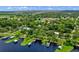 Gorgeous aerial view of a waterfront home, complete with private docks and lush surroundings at 408 W Pearl St, Minneola, FL 34715