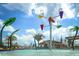 Splash park with colorful water features and tropical themed elements for Gathering fun at 9533 Mere Pkwy, Orlando, FL 32832