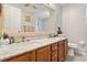 Bathroom with double sink vanity, granite countertops, and modern fixtures at 176 Hidden View Dr, Groveland, FL 34736