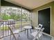 Cozy screened patio with comfortable seating. Overlooks green space and parking area at 1910 Summer Club Dr # 108, Oviedo, FL 32765