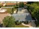Aerial view of the property featuring a pool with screened enclosure and a large backyard at 2325 E Harding Street, Orlando, FL 32806