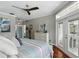 Spacious main bedroom with hardwood floors, ensuite bathroom and private outdoor access at 3618 Rothbury Dr, Belle Isle, FL 32812