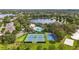 Aerial view of community with a lake, pool and tennis court at 5235 Keenes Pheasant Dr, Windermere, FL 34786