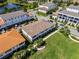Beautiful multi-Gathering homes surround a green space and walking paths in this aerial view at 10108 Sunnifa Aly, Orlando, FL 32832