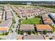 Aerial perspective featuring houses with tile roofs, green spaces, and neatly arranged streets at 10108 Sunnifa Aly, Orlando, FL 32832