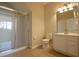 Bathroom featuring a glass shower, tile flooring, vanity, and ample lighting at 1730 Spicebush Ct, Orlando, FL 32828