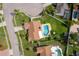 Aerial view of a residential home highlighting the pool and fenced yard in a suburban neighborhood at 2223 Fairmont Cir, Orlando, FL 32837