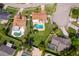 Aerial view of neighborhood homes showcasing the backyard pools and manicured lawns at 2223 Fairmont Cir, Orlando, FL 32837