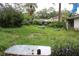 Overgrown backyard with table and flowering plants at 305 E Orange St, Altamonte Springs, FL 32701