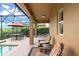 Cozy covered patio with comfortable seating overlooking the screened pool area, ideal for relaxing and enjoying the outdoor scenery at 600 Egret Place Dr, Winter Garden, FL 34787