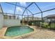 A cozy plunge pool, complete with a built-in grill, and outdoor seating inside of a screened enclosure at 2531 Maneshaw Ln, Kissimmee, FL 34747