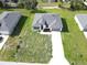 Aerial view of a newly constructed single Gathering home on a large grassy lot at 3159 Sw 127Th Lane Rd, Ocala, FL 34473
