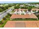 Wide aerial shot of a residential area highlighting homes, streets, and surrounding greenery for community context at 3404 Village Green Ct, St Cloud, FL 34772