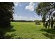 Expansive green backyard under a partly cloudy sky, framed by mature trees and lush foliage, inviting outdoor enjoyment at 492 Lanarkshire Pl, Apopka, FL 32712