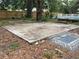 Expanse of concrete at the edge of a yard with dirt, dead leaves, plant life, and a pool in the distance at 578 3Rd St, Daytona Beach, FL 32117