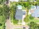 Aerial view showing property lines, backyard pool, landscaping, and surrounding neighborhood at 624 Richmond Street, Orlando, FL 32806