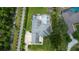 Bird's-eye perspective of a manicured backyard featuring a screened-in pool and lush, mature trees at 6720 Winter Garden Vineland Rd, Windermere, FL 34786