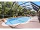 Serene screened in pool with lush landscaping, a spa, lounge chairs and dining table and chairs at 806 Spring Island Way, Orlando, FL 32828