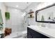 Tastefully remodeled bathroom with a stand-up shower, modern vanity, and stylish fixtures at 102 Sand Pine Cir, Sanford, FL 32773