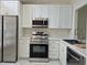 Bright kitchen featuring white cabinets, stainless steel appliances, and countertops for a modern and clean look at 13546 Summerton Dr, Orlando, FL 32824
