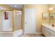 Bathroom with a glass-enclosed shower and modern vanity at 1529 Farrindon Cir, Lake Mary, FL 32746