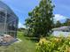 Backyard pool with mature trees and landscaping at 2421 Queenswood Cir, Kissimmee, FL 34743