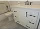 Nicely remodeled bathroom with tub and shower combination and modern vanity at 3030 Clubview Dr # Ge, Orlando, FL 32822
