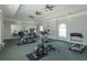 Bright gym features ceiling fans, treadmills, elliptical machines and large mirror wall at 3176 Feltrim Pl # 302, Kissimmee, FL 34747