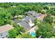Aerial view of the roof and pool, with tree coverage and surrounding houses at 991 Hawthorne Cove Ct, Ocoee, FL 34761