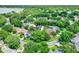 Picturesque aerial view of a neighborhood with pristine landscaping, swimming pools, and a stunning lake at 991 Hawthorne Cove Ct, Ocoee, FL 34761