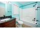 Updated bathroom with granite vanity, upgraded fixtures and shower/tub at 302 Cello Cir, Winter Springs, FL 32708