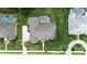 Aerial view of backyard with pool, green spaces and houses nearby at 343 Leslie Ln, Lake Mary, FL 32746