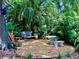 Secluded backyard retreat featuring stone landscaping, garden seating, lush greenery, and mature trees at 625 Woodlawn Cemetery Rd, Gotha, FL 34734