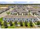 Scenic aerial view of new townhomes with well-manicured lawns in a vibrant community at 827 Grandin St, Davenport, FL 33837
