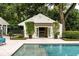 Pool view with guesthouse and manicured backyard at 1011 Lake Davis Dr, Orlando, FL 32806