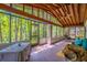 Spacious screened porch with a ceiling fan, perfect for enjoying the serene wooded surroundings at 109 Poinciana Ln, Deltona, FL 32738