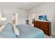 Bright main bedroom featuring an ensuite bath, TV, and comfortable bedding, creating a relaxing retreat at 2616 Bowring St, Kissimmee, FL 34747