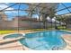 Private screened-in pool and spa area with landscaped yard and brick-paved deck at 2616 Bowring St, Kissimmee, FL 34747