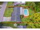 Aerial view of the property showcasing the backyard pool and landscaped grounds at 2809 Sanbina St, Winter Park, FL 32789
