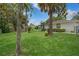 Backyard featuring a sprawling green lawn, mature trees, and perimeter boundary fencing at 543 Silver Crse, Ocala, FL 34472