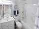 Beautiful bathroom featuring a single sink vanity, toilet, and shower/tub combo at 543 Silver Crse, Ocala, FL 34472