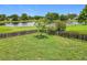 Spacious backyard with lush lawn and scenic lake view, bordered by a classic wooden fence at 700 Wyckliffe Pl, Winter Springs, FL 32708