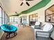 Comfortable sunroom featuring wicker furniture, a dark ceiling fan, and lots of natural light at 700 Wyckliffe Pl, Winter Springs, FL 32708
