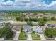 Aerial view of homes in a residential community, with mature trees and landscaping under a cloudy sky at 1224 Blackwater Pond Dr, Orlando, FL 32828